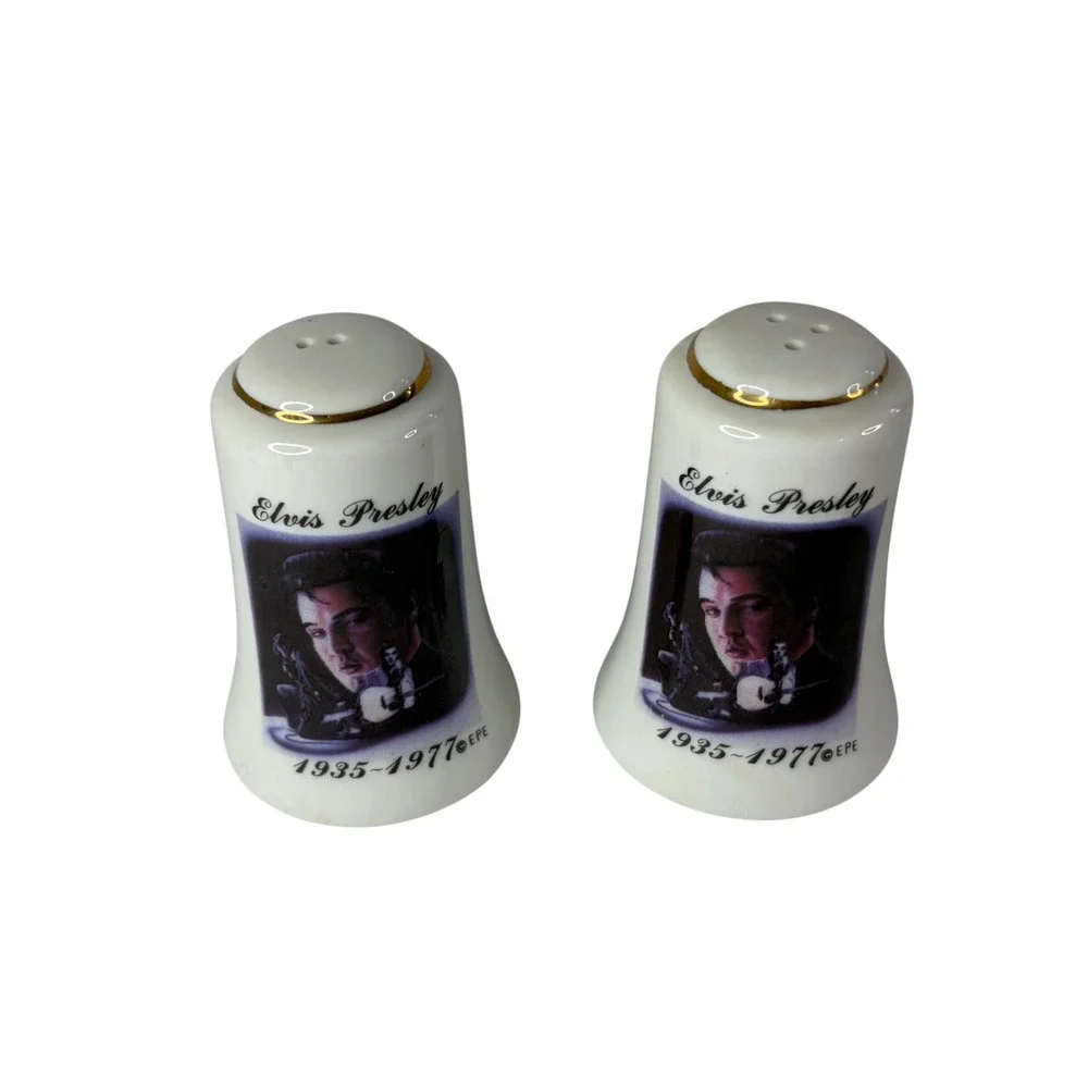 Elvis Presley Memorial Salt and Pepper Shakers Ceramic 1935-1977 Collectible Set